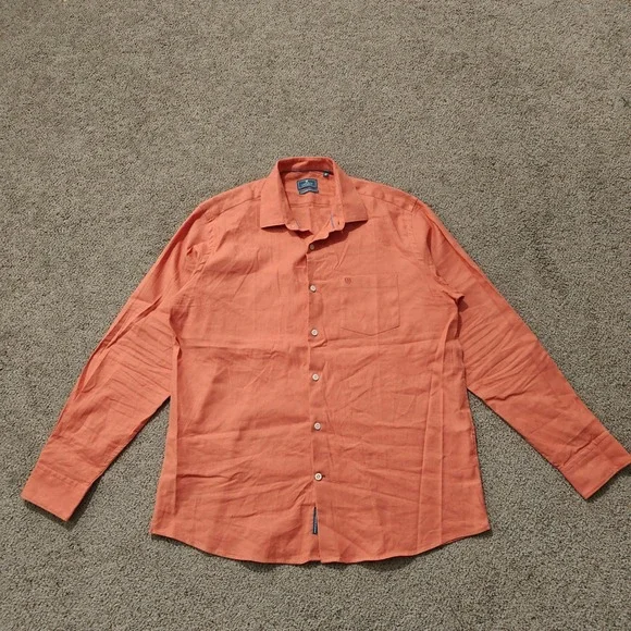 Linen Club Studio Mens Contemporary Fit Linen Cotton Blend Button Up Shirt 42cm - Picture 2 of 10